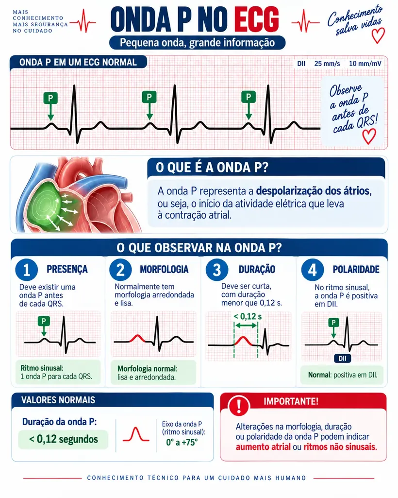 Onda P no ECG: pequena onda, grande informação