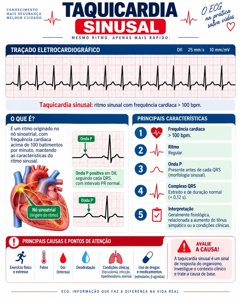 Taquicardia sinusal: mesmo ritmo, apenas mais rápido